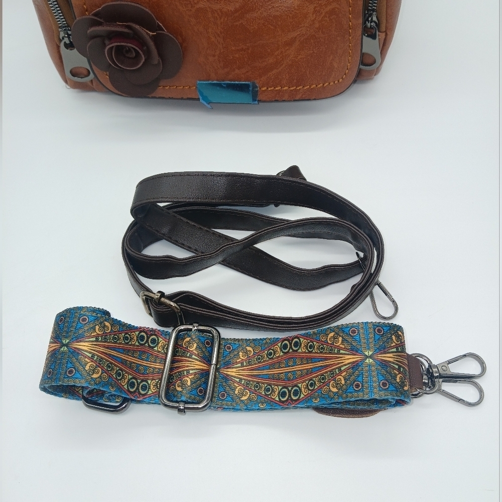 Vtg Boston Crossbody/Shoulder Faux Leather Satchel Handbag w/2 Straps - Picture 2 of 5